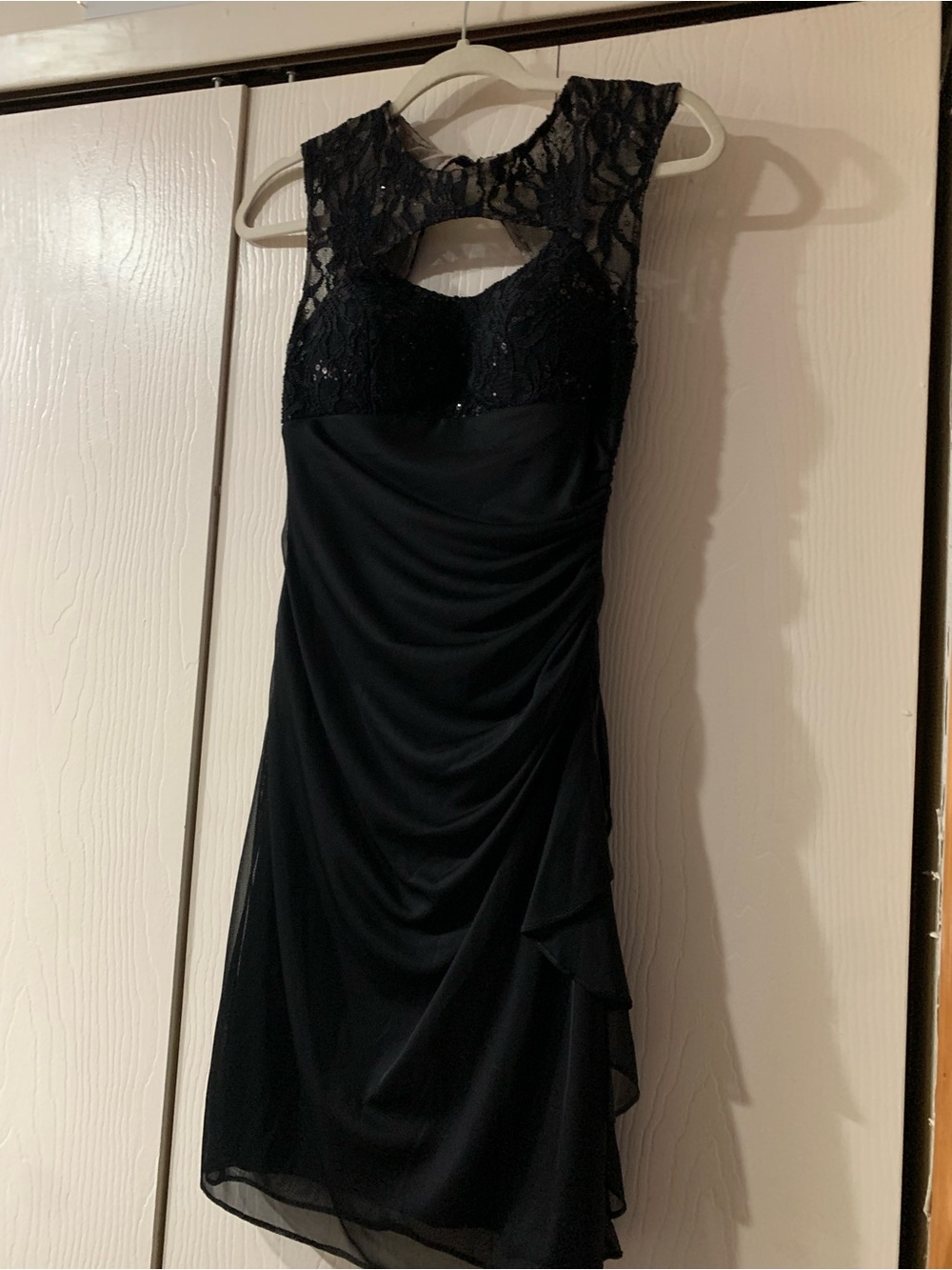 Betsy & Adam Black Lace-Detail Cocktail Dress